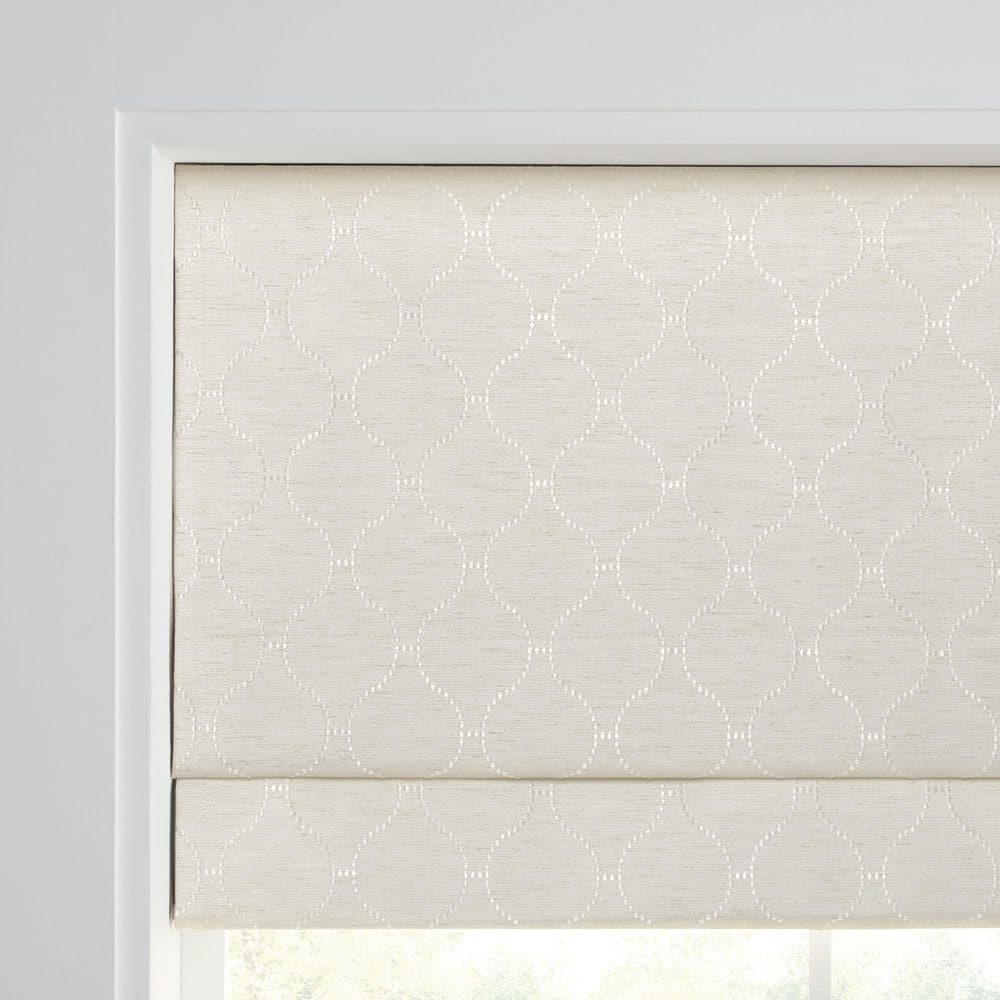 Ivory Cordless Blackout Woven Roman Shade 27" x 64"