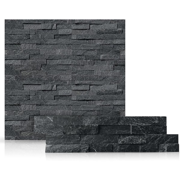Prestige Stone & Granite Coal Canyon 6 in. x 24 in. Natural Stacked Stone Veneer Panel Siding Exterior/Interior Wall Tile (2-Boxes/12.84 sq. ft.)