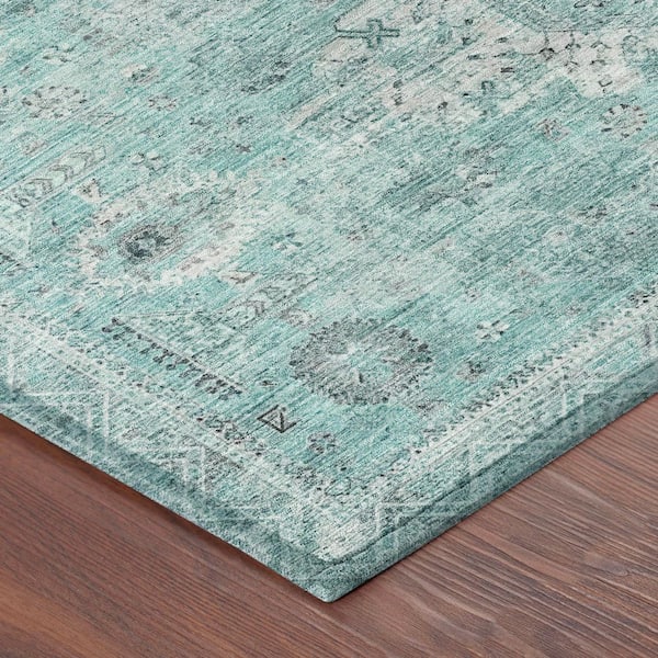 Chantille Machine Washable Indoor/Outdoor Abstract ACN2809 Turquoise 2 ft. x 3 ft. Accent Rug