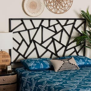 Frydel Black Rattan Queen Standalone Headboard