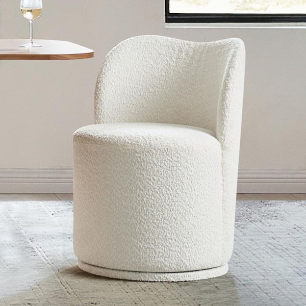 Clester Beige Polyester 360° Swivel Dining Chair