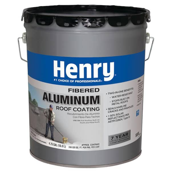 Henry 555 Fibered Aluminum Reflective Roof Coating 4.75 gal. HE555019 - The  Home Depot