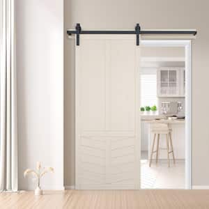 30 in. x 84 in. The Robinhood Parchment Wood Sliding Barn Door with Hardware Kit in Stainless Steel