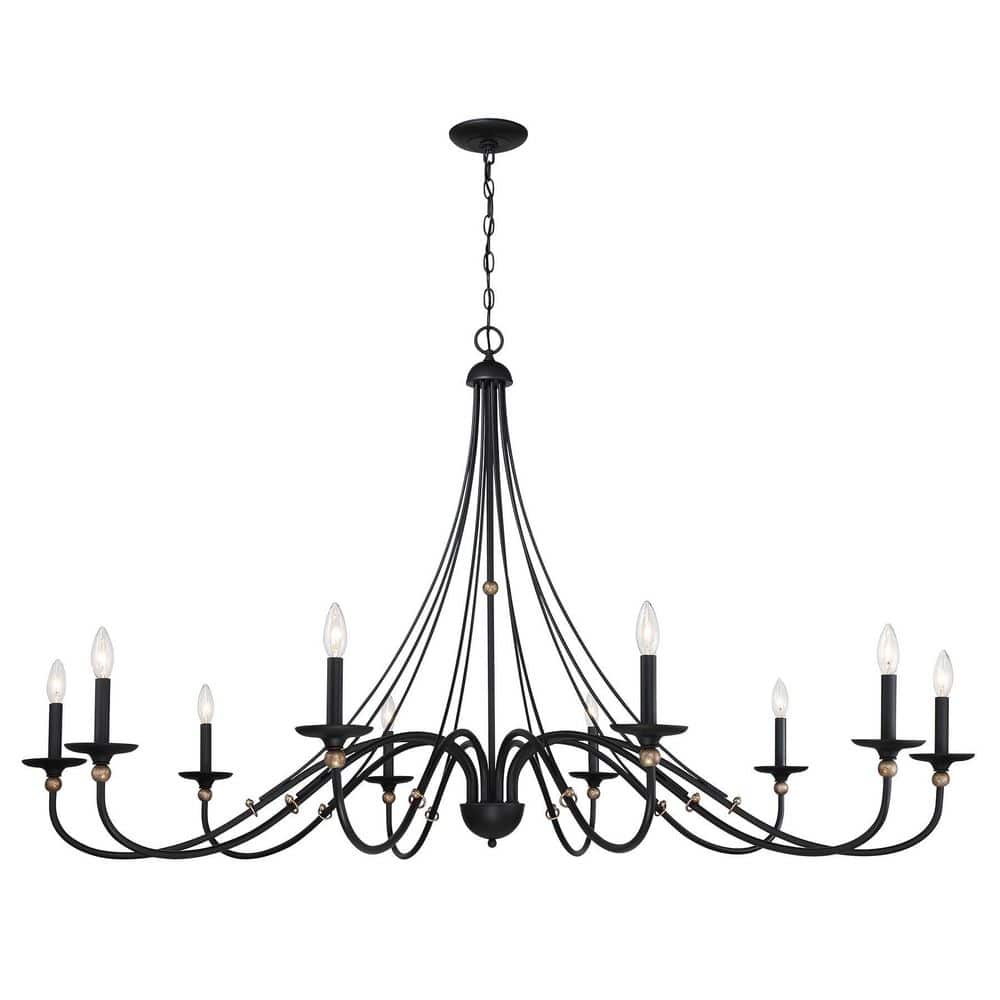 Westchester Sand Coal & Skyline Gold Leaf 10-Light Traditional Chandelier