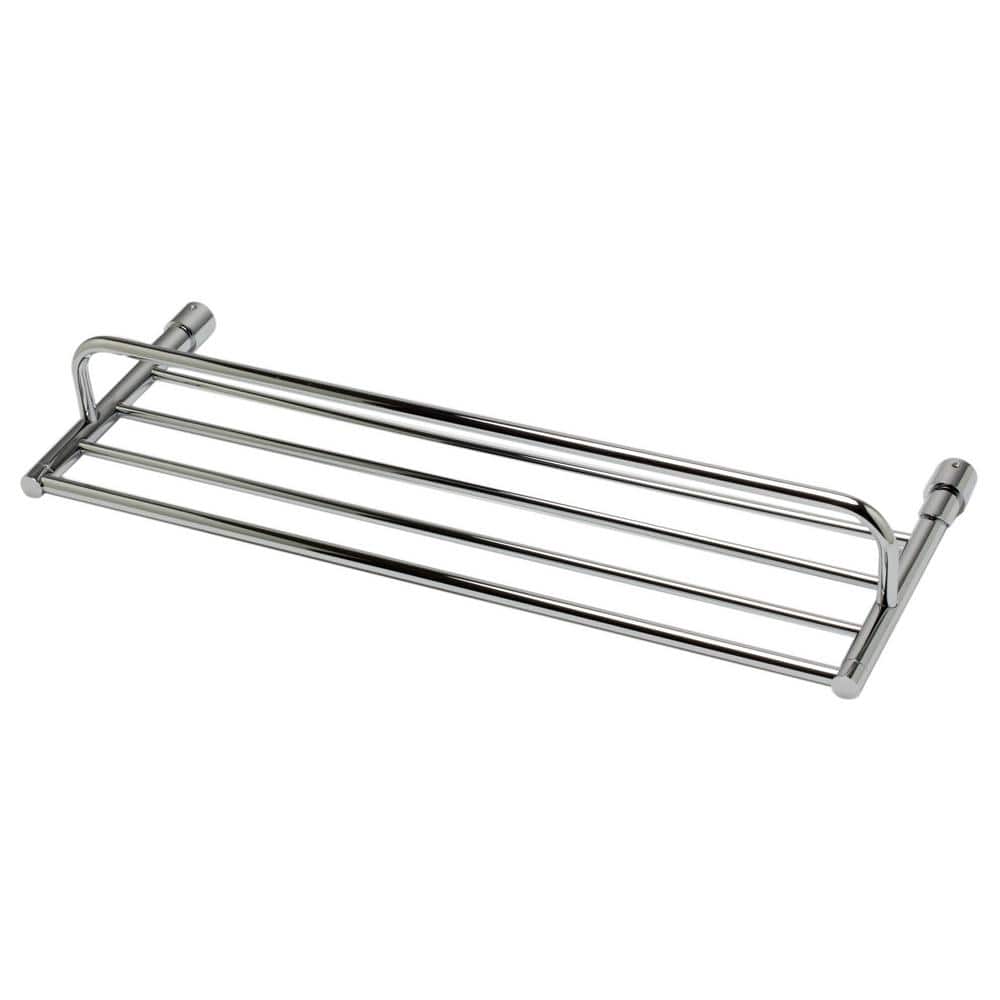 Polished Chrome Wall Mounted Towel Rack with Shelf