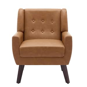 Brown PU Leather Upholstery Arm Chair (Set of 1)