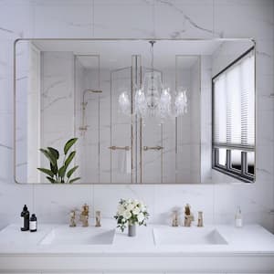 60 in. W x 36 in. H Large Rectangular Framed Wall Mounted Bathroom Vanity Mirror in Brushed Nickel