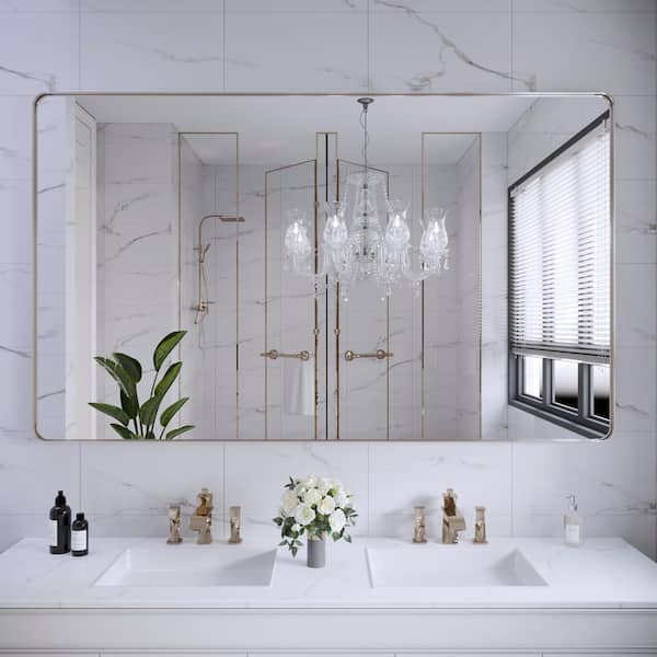 60 in. W x 36 in. H Rectangle Aluminum Alloy Framed Wall Bathroom Vanity Mirror in Green 60 in. W x 36 in. H Rectangle Aluminum Alloy Framed Wall Bathroom Vanity Mirror in Green