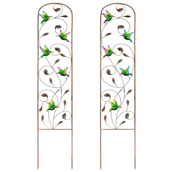 60 in. Set of 2 Hummingbird Metal Garden Trellis for Climbing Plants