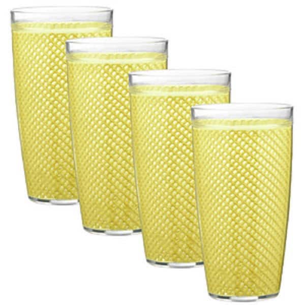 Kraftware Fishnet 22 oz. Lemon Insulated Drinkware (Set of 4)