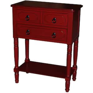 Savannah 3-Drawer Red Chest of Drawers 24 in. W x 30 in. x 13 in.