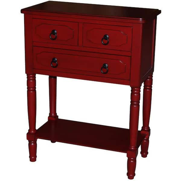 4D Concepts Savannah 3-Drawer Red Chest of Drawers 24 in. W x 30 in. x 13 in.