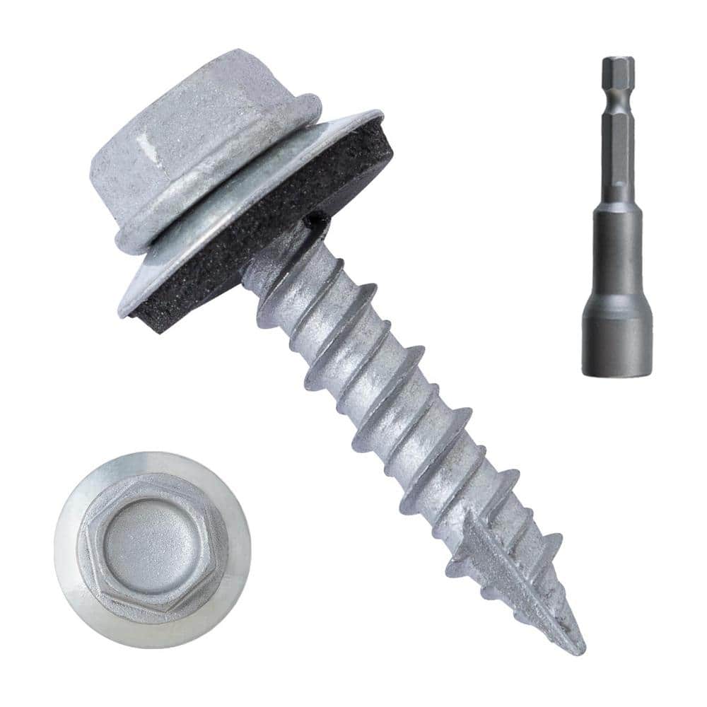 Metal Roofing Screws, 300-Piece #10 x 1 in. Zinc Plated Hex Head Sheet Meta