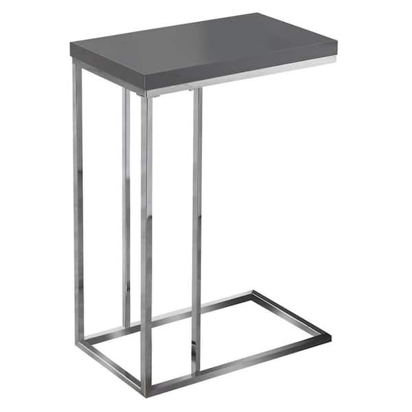 Monarch Specialties Contemporary Accent Rectangular Side End Table, Glossy Gray