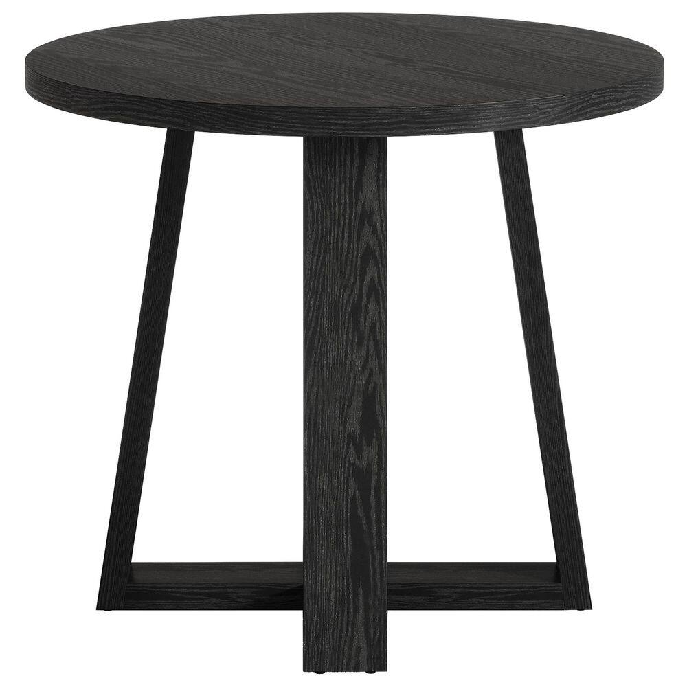 Roesler Black Wood 31.5 in. Pedestal Round Dining Table Kitchen Table for Small Space, Dining Room, Kitchen Seats 4