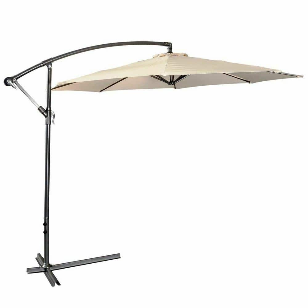 LOKATSE HOME 10 Ft Offset Outdoor Cantilever Hanging Umbrella for Patio with Crank /& Cross Base 3 Large Blue