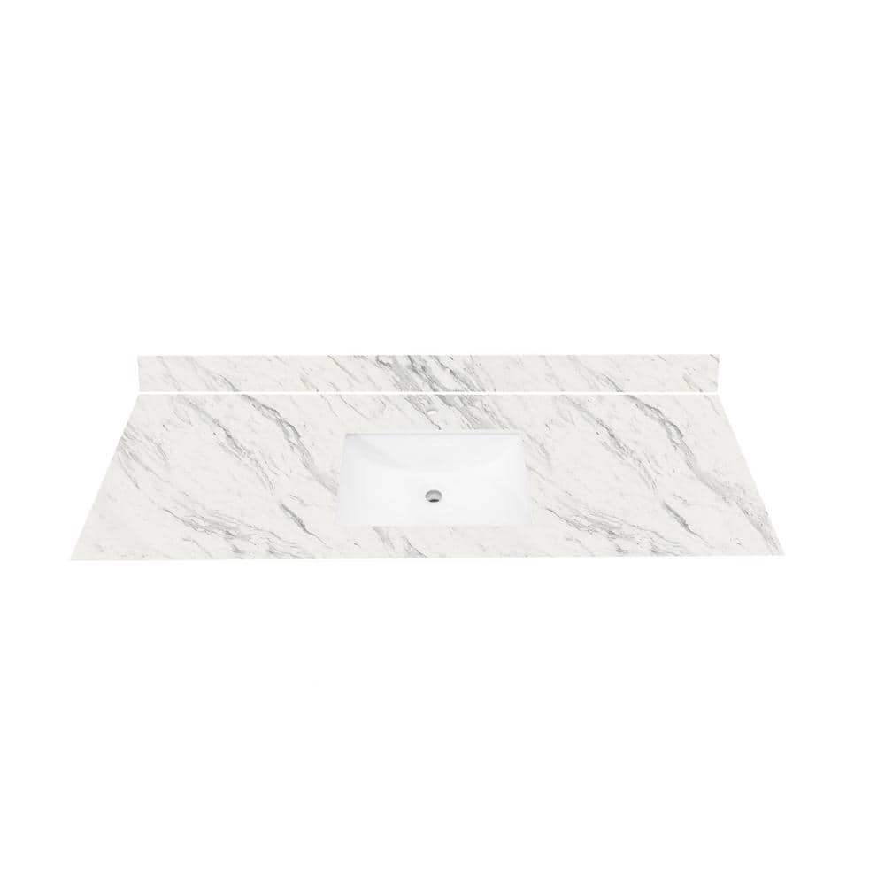THINSCAPE 73 in. W x 22 in. Vanity Top in Calcutta Blanc with White ...