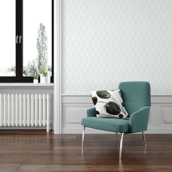 Myrtle Geo White and Silver Wallpaper