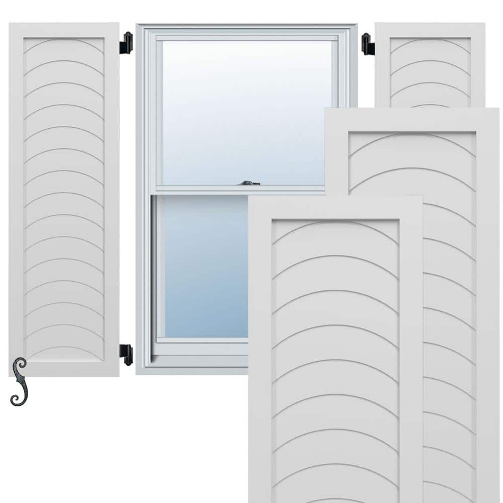 EnduraCore Kyoto Modern Style 18 in. W x 75 in. H Raised Panel Composite Shutters Pair in White price history on PriceWatchPro