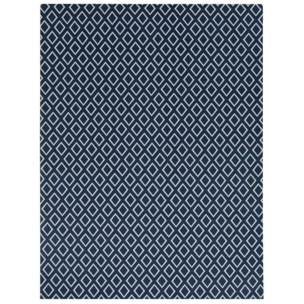 Foss Printed Diamond Blue/White 6 ft. x 8 ft. Indoor/Outdoor Area Rug