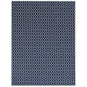 Printed Diamond Blue/White 6 ft. x 8 ft. Indoor/Outdoor Area Rug