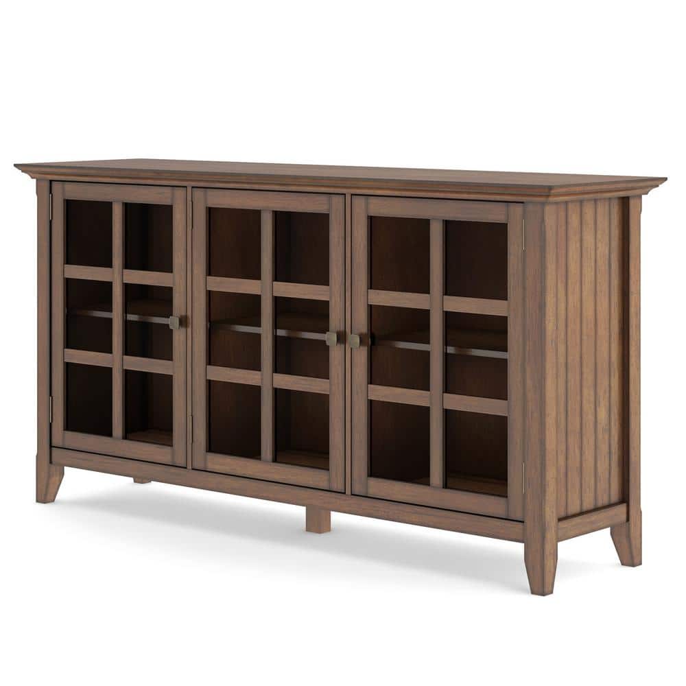 Rustic Natural Aged Brown Pine Wide Storage Cabinet