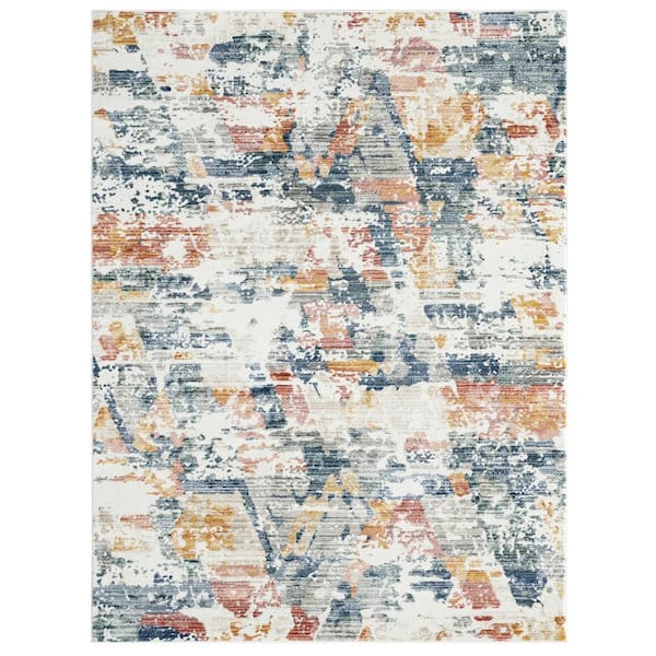 EVERLOOM Magnolia Allegra Beige/Blue Multicolored 8 ft. x 10 ft. Abstract Area Rug