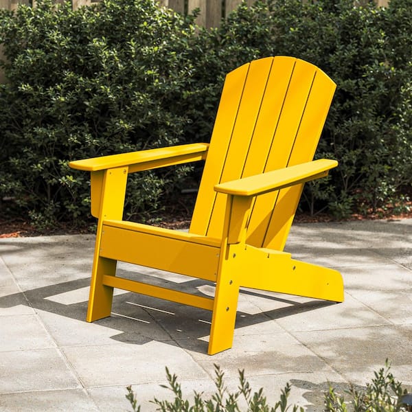 POLYWOOD Seabrook Adirondack Chair in Lemon OSA20-LE - The Home Depot