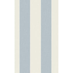 Blue Simple Stripes Printed Non-Woven Paper Non-Pasted Textured Wallpaper 57 sq. ft.