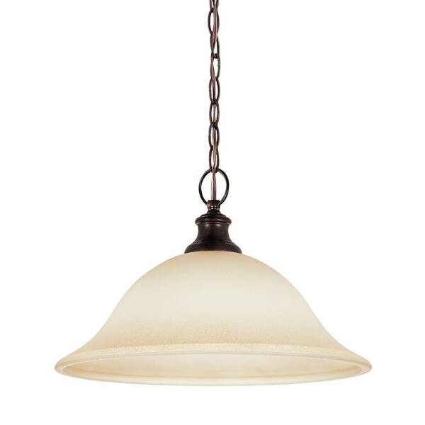 Generation Lighting Park West 1-Light Burnt Sienna Pendant with Cafe Tint Glass