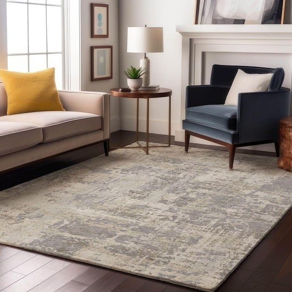 Mayfield Premium Machine Washable Abstract AMF1008 Ivory 5 ft. x 7 ft. 6 in. Area Rug