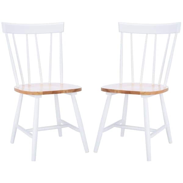 SAFAVIEH Kealey Natural/White 17 in. Wood Dining Chair Set of 2