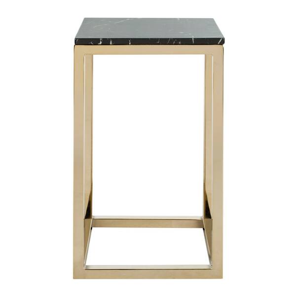 SAFAVIEH Leah Black Marble and Brass Side Table