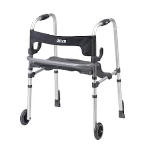 Clever Lite LS 2-Wheel Rollator Walker with Seat and Push Down Brakes