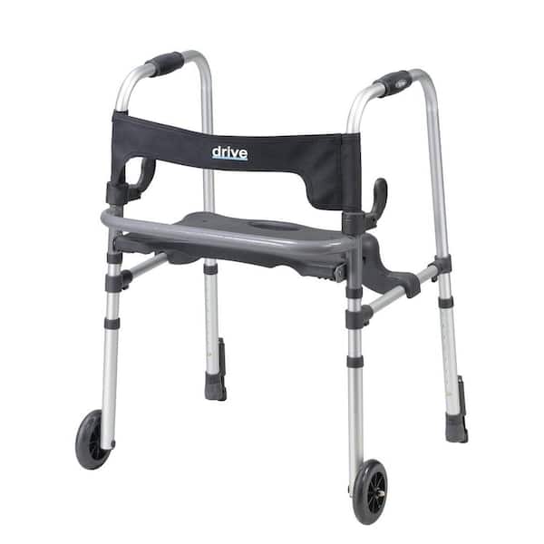 Drive Medical Clever Lite LS 2-Wheel Rollator Walker with Seat and Push Down Brakes