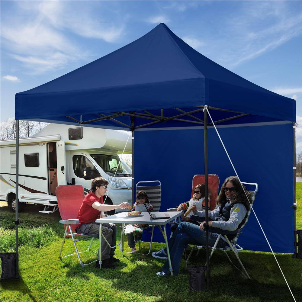 Navy Blue 10 ft x 10 ft Adjustable Height Pop-Up Canopy Tent