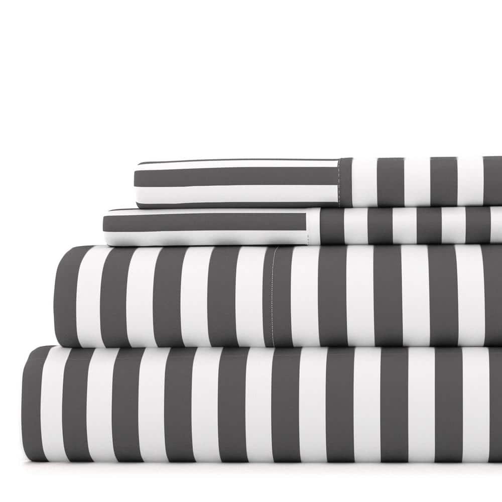 4-Piece Gray Striped Microfiber Twin Sheet Set price history on PriceWatchPro