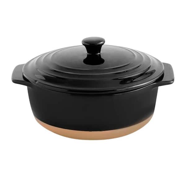 2 Piece Black Ceramic Casserole Dish Set with Lid Oven Safe Deep Baking Dishes for Oven Farmhouse Style