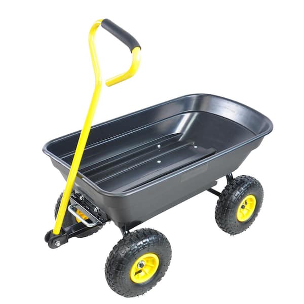 Miscool Ami 2.5 cu. ft. 220 lbs. Capacity Plastic Dump Truck With Steel Frame Wagon Garden Cart Black