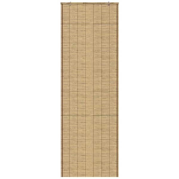 Oriental Furniture Burnt Bamboo Cordless Window Shade Tortoise 24 in. W x 72 in. L