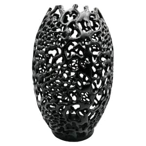 15 in. Lace Vortex Vase in Black