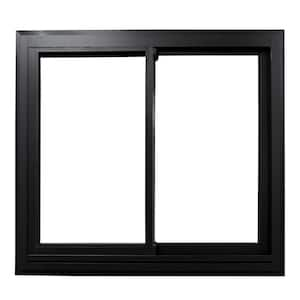 Teza 120 Series 48 in. W x 24 in. H Universal/Reversible Matte Black Aluminum Low-E Window