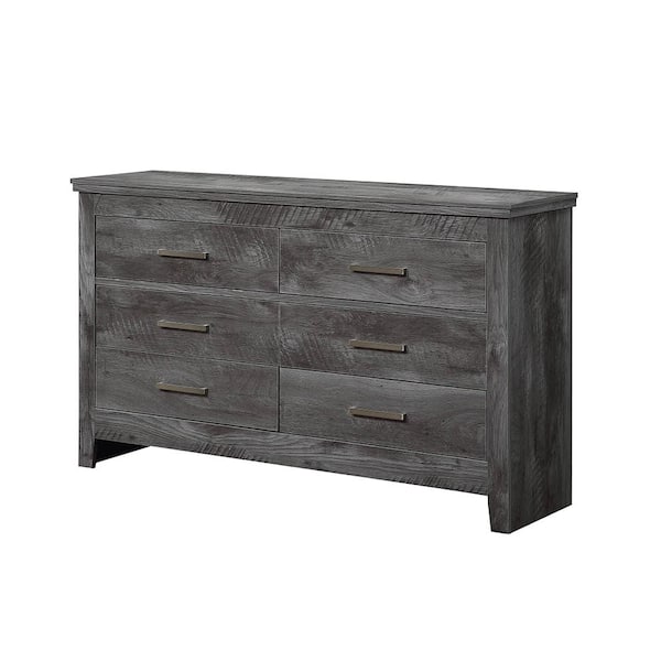 Acme Furniture Vidalia 6- Drawers Rustic Gray Oak Dresser 34 in. X 16 in. X 57 in.