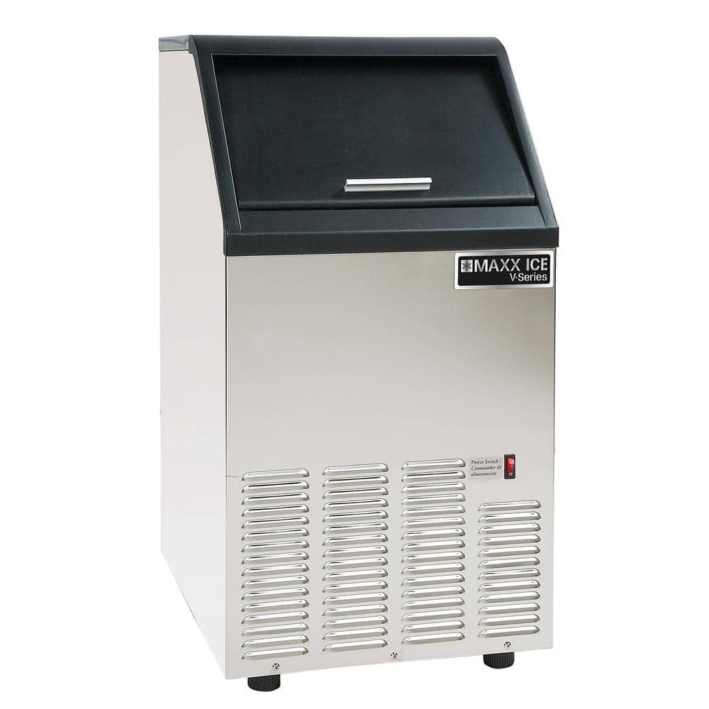 Self-Contained 16.7 in. W Freestanding Ice Maker Machine 75lbs Bullet Ice with 25lb Built in Ice Bin in Stainless Steel