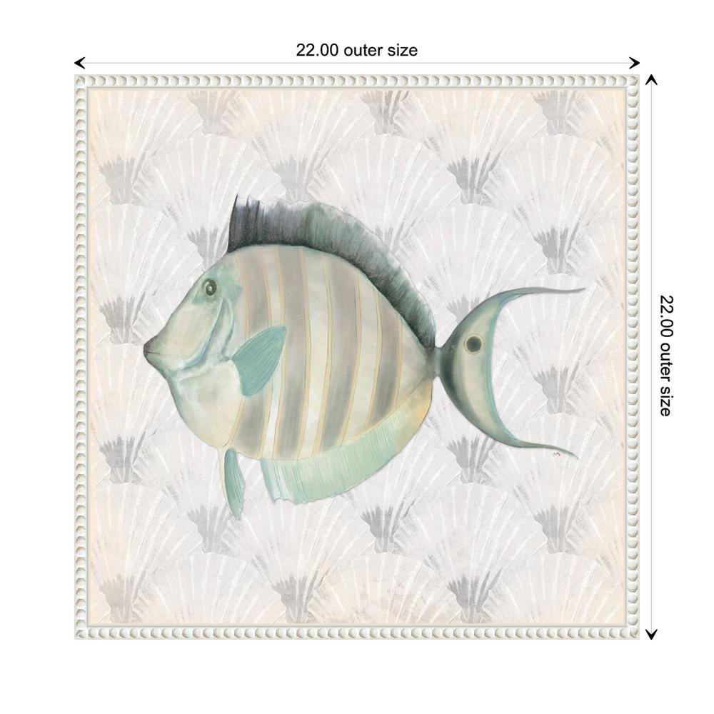 Neutral Vintage Fish Canvas Art with Beaded Frame