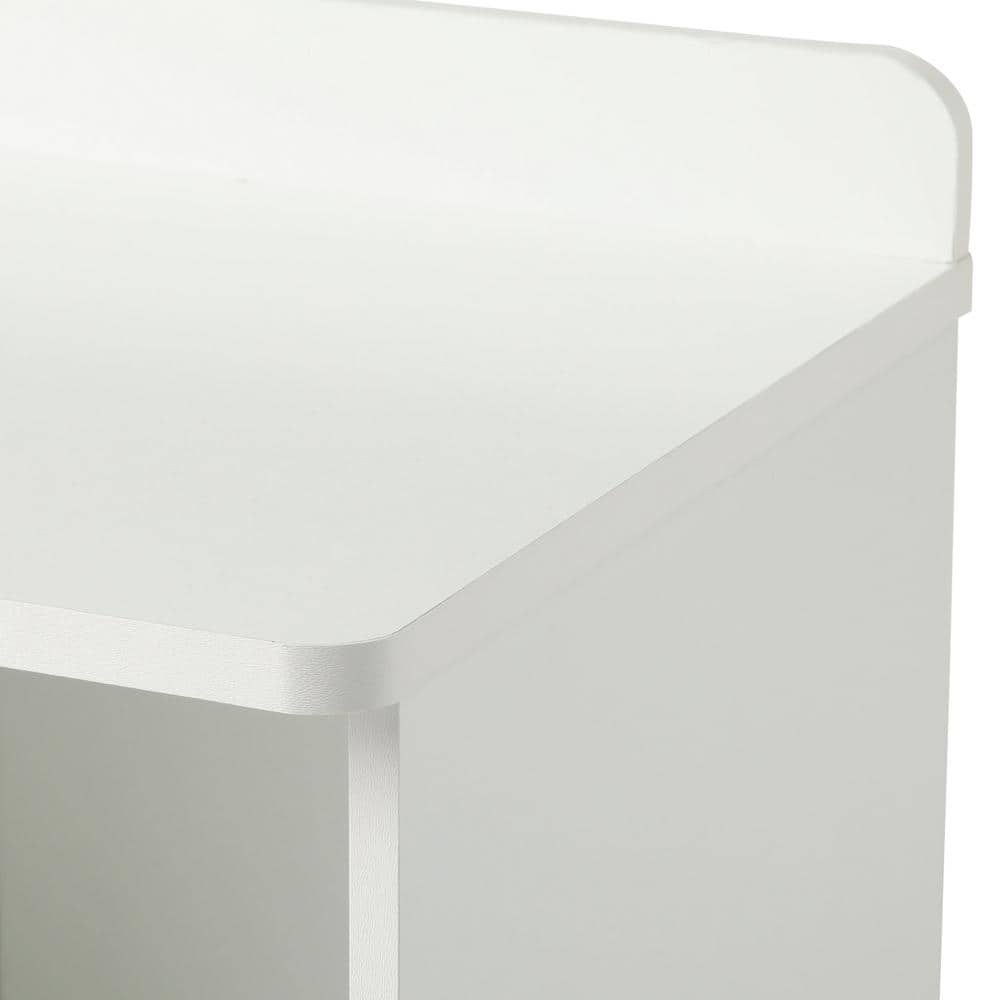Bright White Laminate Wood Dual-Cube Storage Bench for Kids