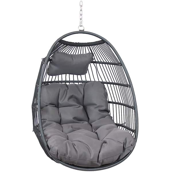 Sunnydaze Decor 2.75 ft. Julia Hanging Egg Chair with Gray Cushions