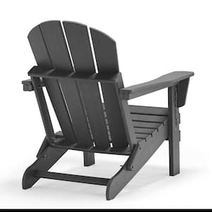 Slate Gray Folding Plastic Outdoor Adirondack Chair