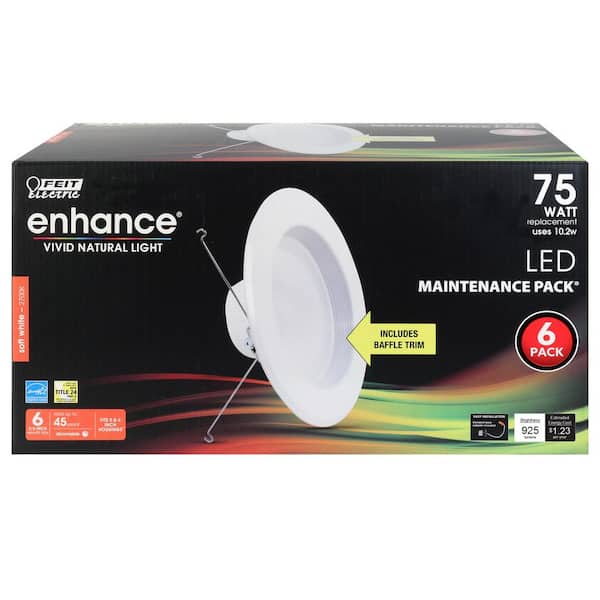 Feit Electric 5/6 in 75W Equiv Dimmable LED Recessed Trim Downlight 