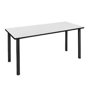 Rumel 72 in. W White and Black Square Training Table Writing Desk